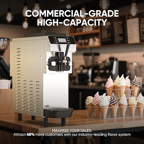 Miniatura 9 de Máquina comercial para hacer helados de 15 cuartos de galón (3.75 galones), 100-150 porciones, cuencos de acero inoxidable 304 de 4.3 L, tanque de