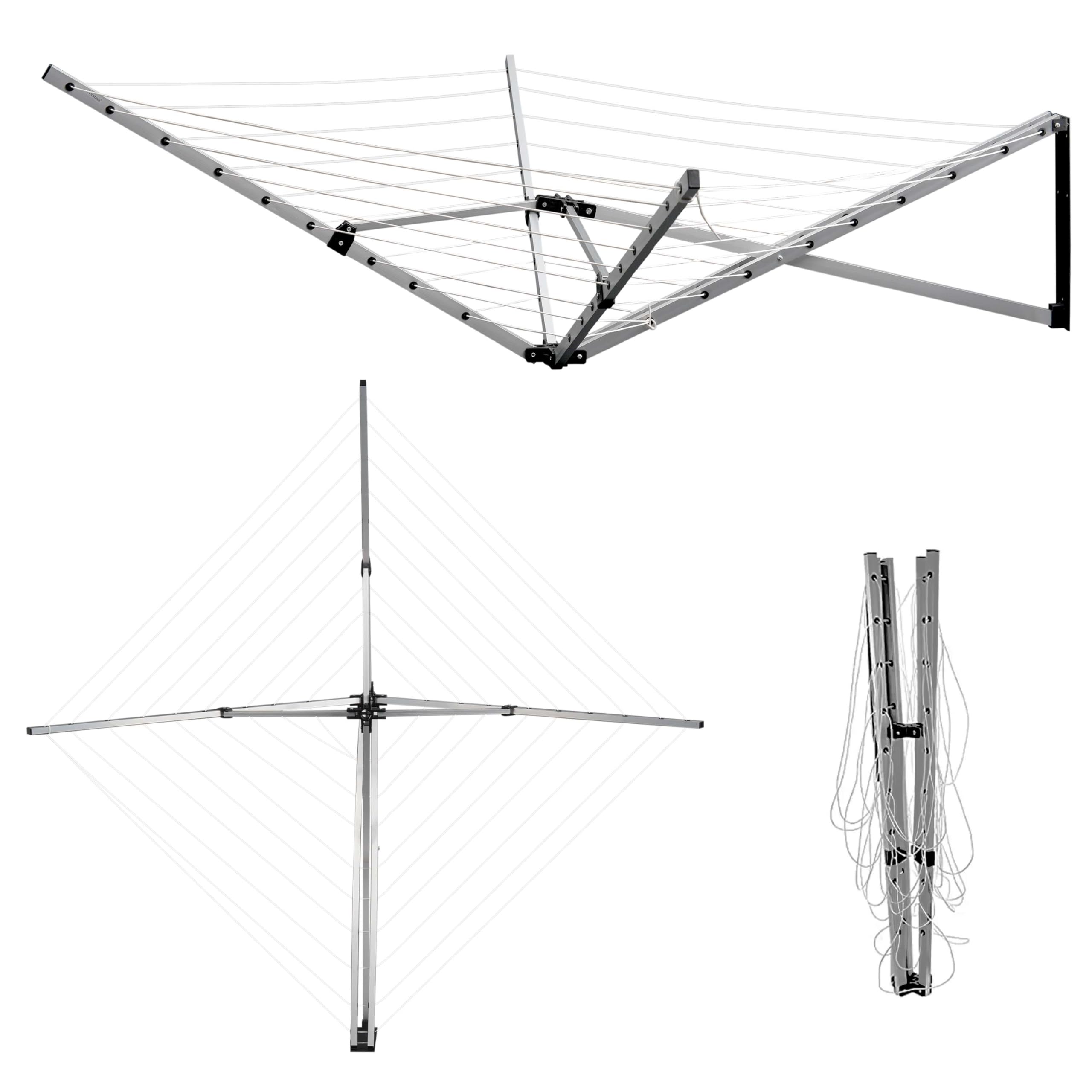 4 & 5 Arm Rotary Airer Multi Hanger Free Standing/Wall mounted (5 Arm Wall Mounted) 26 Meter