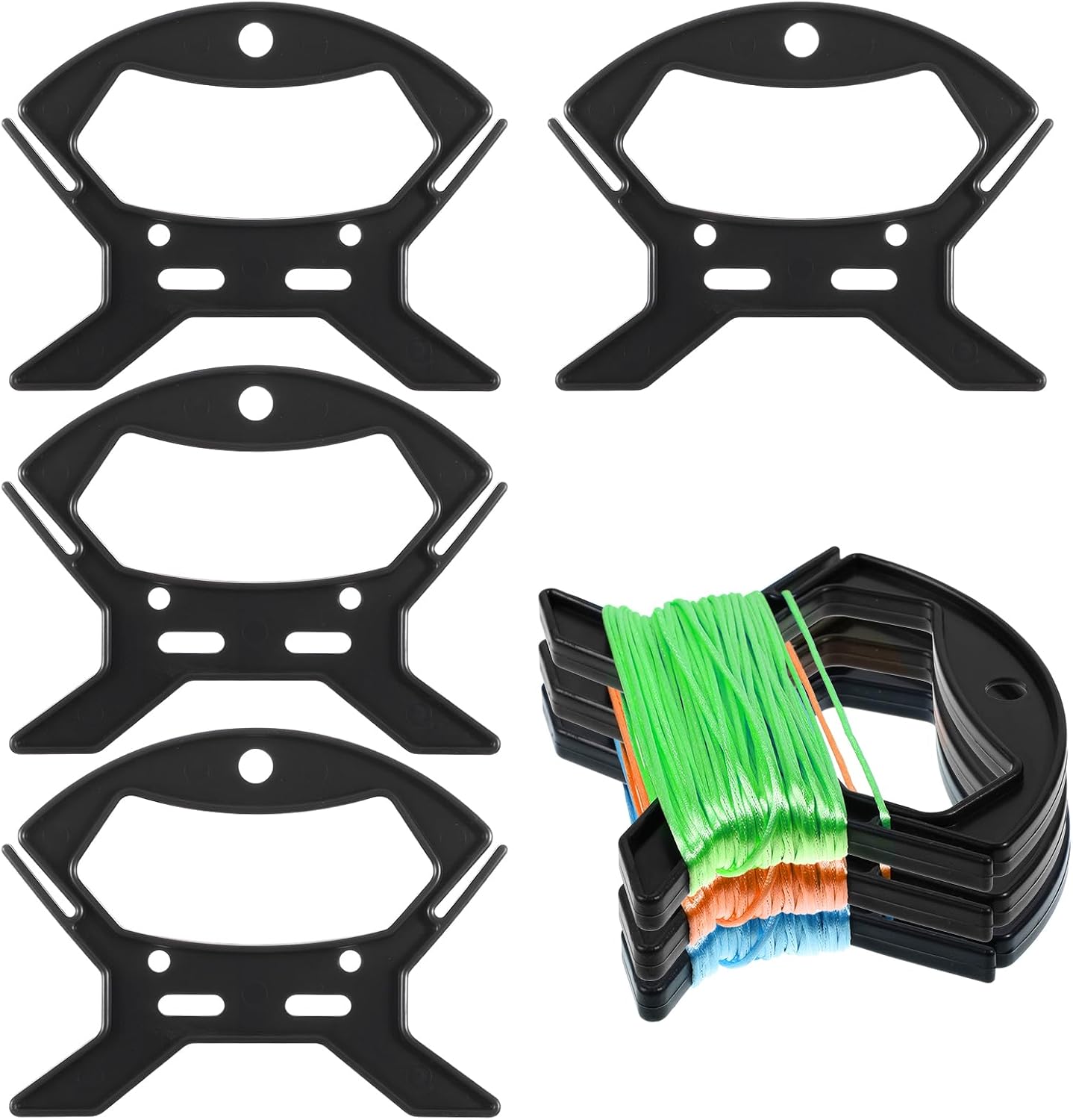 4 Pcs Rope Winder, Paracord Spool Line Winder Rope and Cord Organizer Fishing Line Cable Bobbins Prevent Knots Recoils and Kinks for Anchor Lines, Mooring Lines, Ski Ropes Black