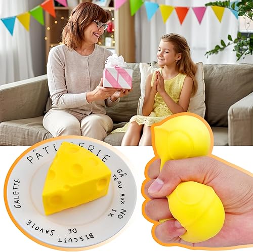 Miniatura 6 de funnysquee Queso Squishies Alivio del Estrés Juguete Suave Novedad Simulación Quesos Alimentos Squeeze Juguetes Regalo de Cumpleaños