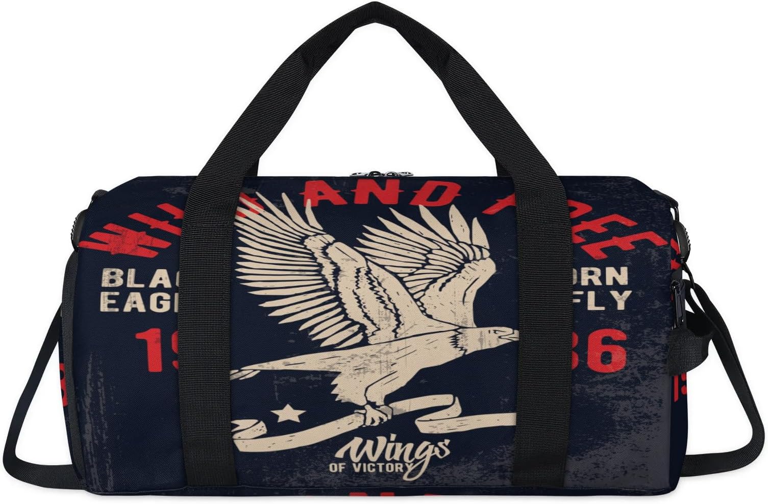 Vintage Eagle Pattern Sport Duffel Bag with Shoes Compartment Eagle Overnight Weekender Bags Travel Gym Luggage Organizer for Women Men Kids Girls Boys
