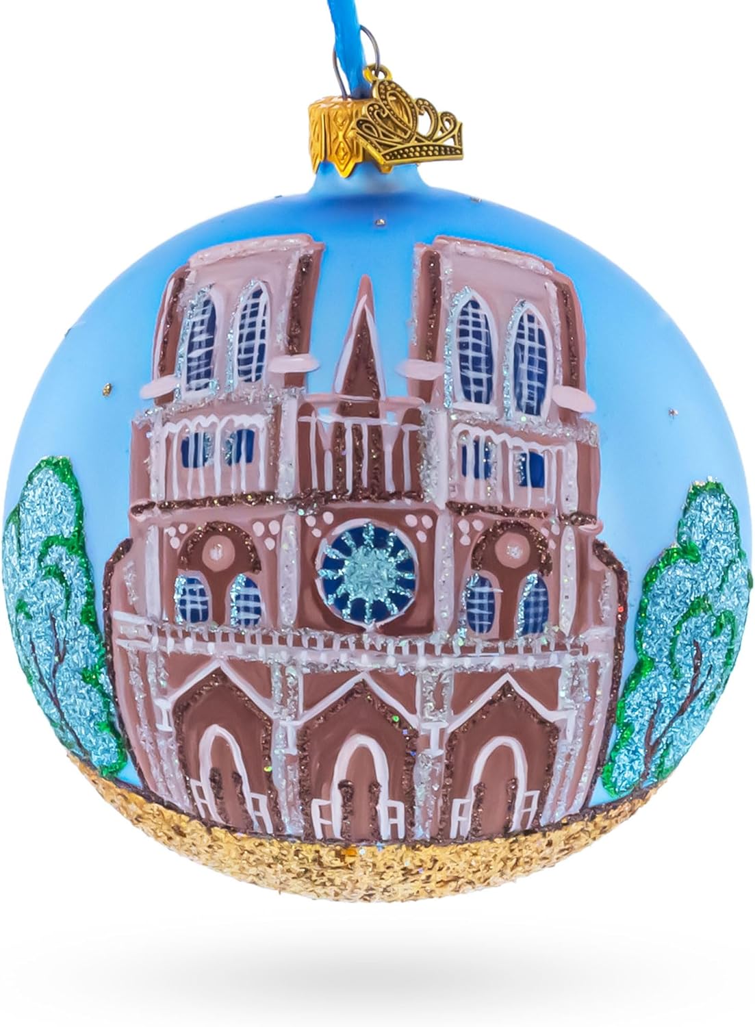 Notre-Dame De Paris Cathedral, France Glass Ball Christmas Ornament 4 Inches