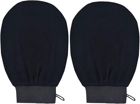 Exfoliating Mitt Exfoliating Glove Scrubbing Mitt Deep Exfoliating Mitts Exfoliator Gloves Remover Cleansing Gloves for Bath Shower Spa Brush BLACK 2pack