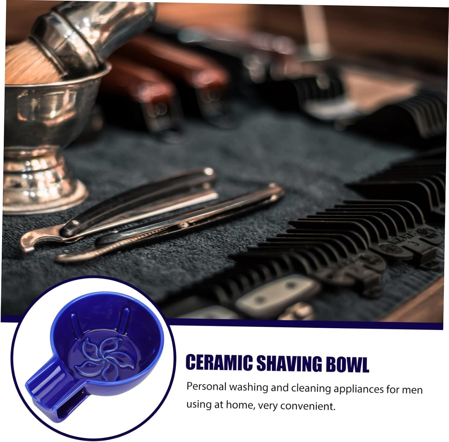 Ceramic Shaving Soap Bowl Large Capacity Wide Mouth Portable Handle for Men Barber Tool Rich Foaming Shave Soap Container Durable for Home and Salon Use