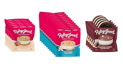 Ruby Jewel - Sándwiches de helado favoritos de los fanáticos, delicioso postre congelado, paquete de 20 sabores surtidos, el clásico, mantequilla de