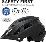 Mountain Bike Helmet Adult Men Women - Ultra Comfort, Super Lightweight Bicycle Helmets, MTB Cycling Gear Biking Accessories with Adjustable Fit & Removable Sun Visor