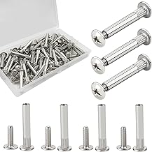 Vis D'assemblage Vis De Raccordement Pour Meubles Vis de Connexion M4 31-40mm Jonction Meuble en Fer Nickelé Pour Épaisseur de Bois 60 pièces (M4-60pcs)