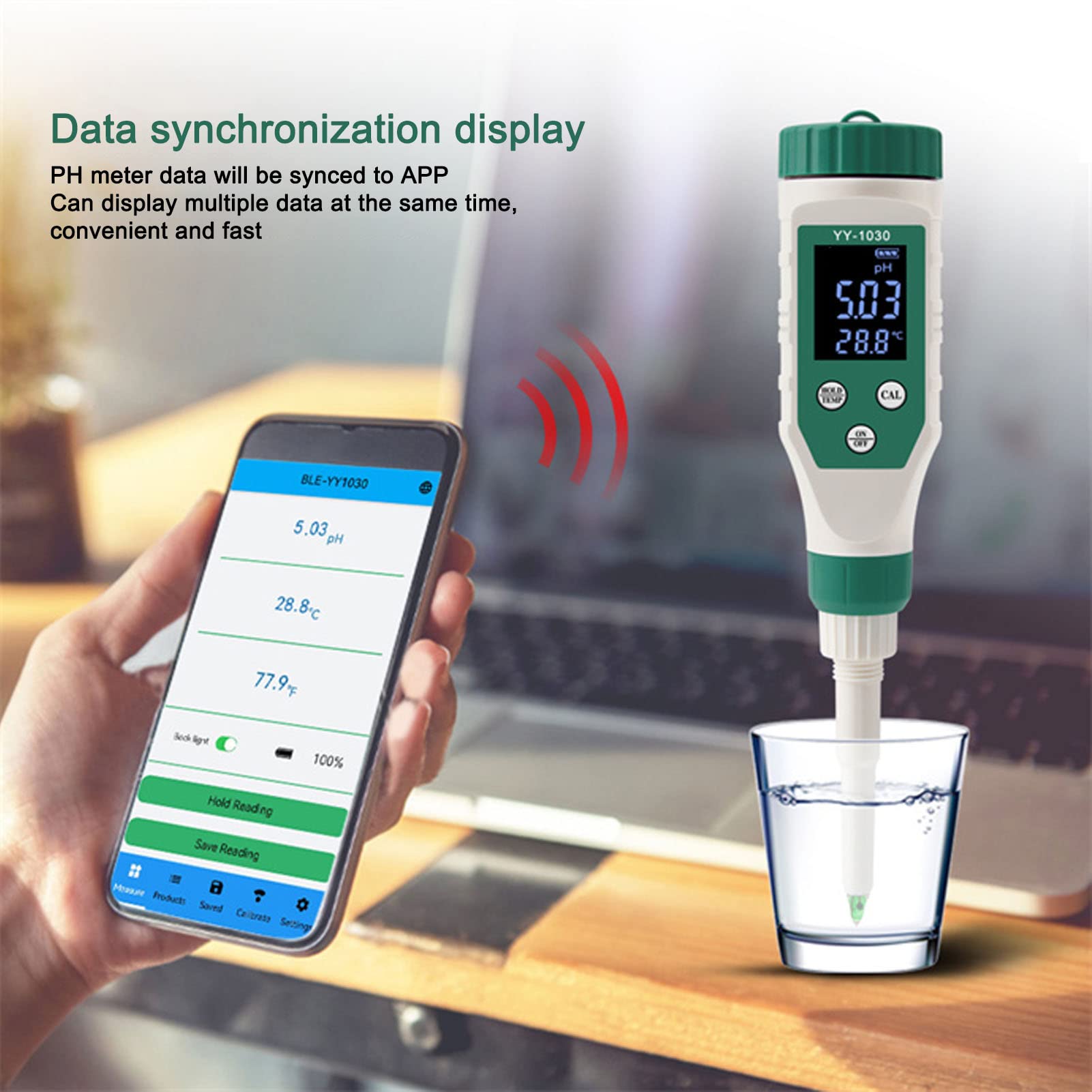 Fockety Miernik PH, Cyfrowa TESTER PH O WYSOKIEJ DOKŁADNOSCI 0,01 Z ZAKRESEM POMIARU 0-14 I BT, WODOODPRONY TESTER JAKOSCI DO HYDROPONIKI, BASENU, AKWARIUM, WODY PITNEJ
