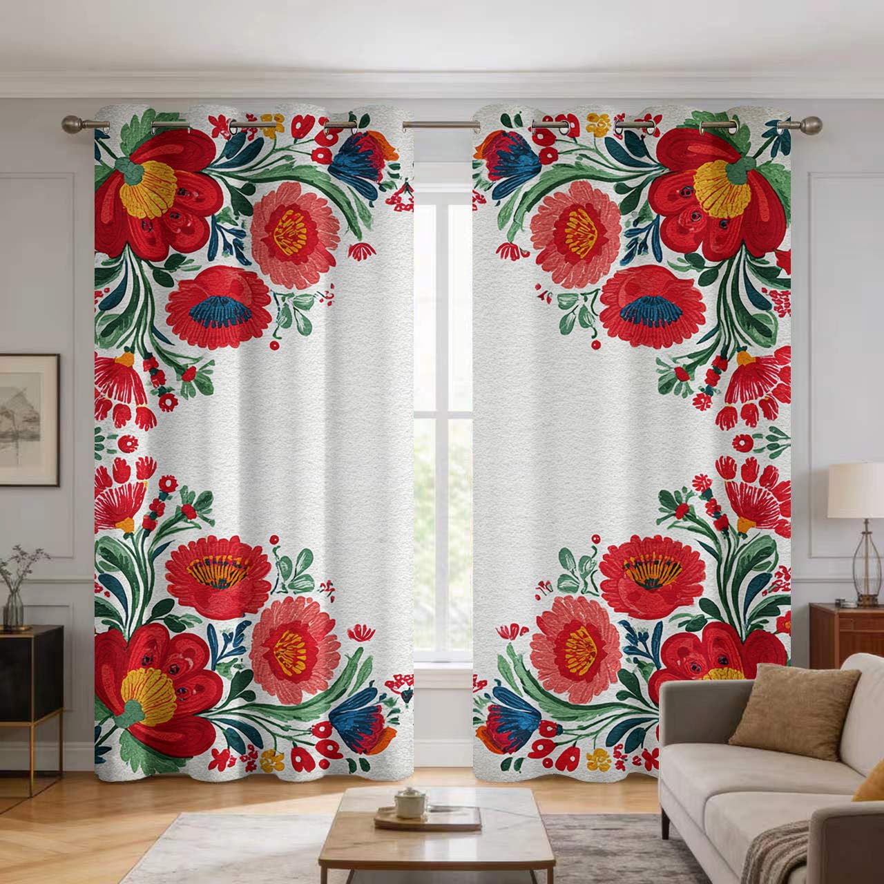 Rideaux imprimés fleurs vintage ethniques pour l'ambiance cosy de votre cuisine