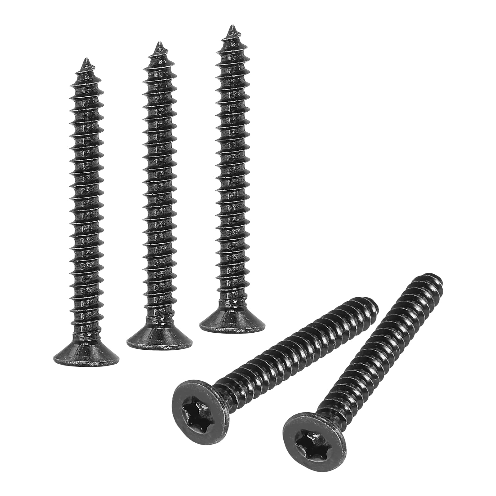 M METERXITY 50 Pack Torx Screws, M4 x 35mm Flat Head Wood Screw 304 Stainless Steel Full Threaded Countersunk Self Tapping Star Sheet Metal Bolts for Wood/Furniture [Black]