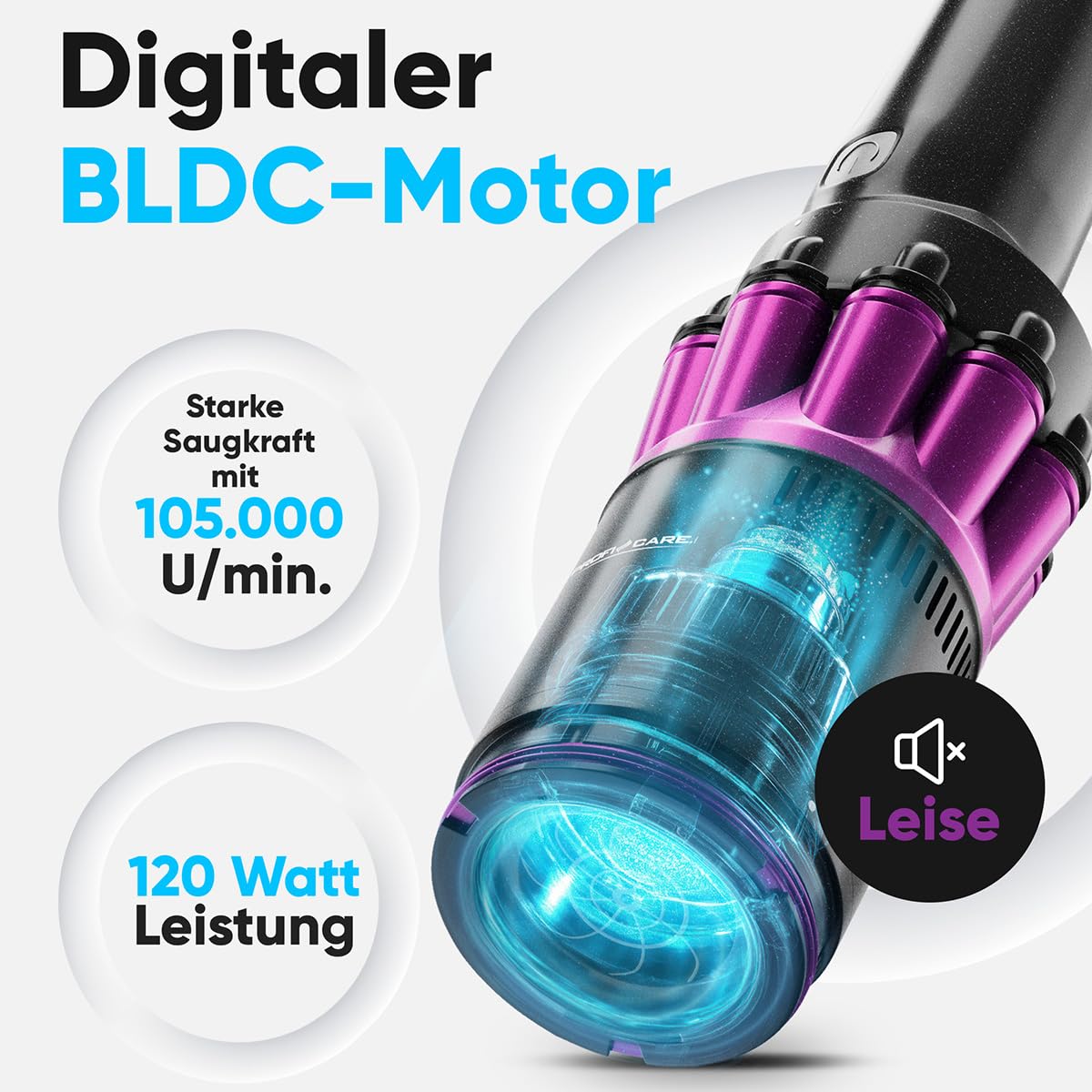 ProfiCare Aspiradora de mano con batería, potente motor BLDC, batería de 2200 mAh, ligera y manejable, sin bolsa, silenciosa, coche fuerte, aspiradora de mano inalámbrica | PC AKS 3137