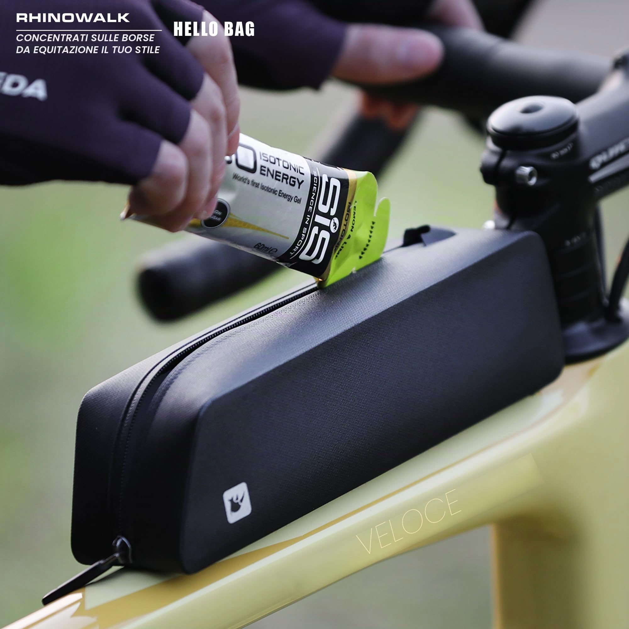 Rhinowalk Borsa del telaio della bicicletta con cerniera, impermeabile e stabile, borsa da bicicletta professionale, accessori da ciclismo per mountain bike e bici da strada, nero