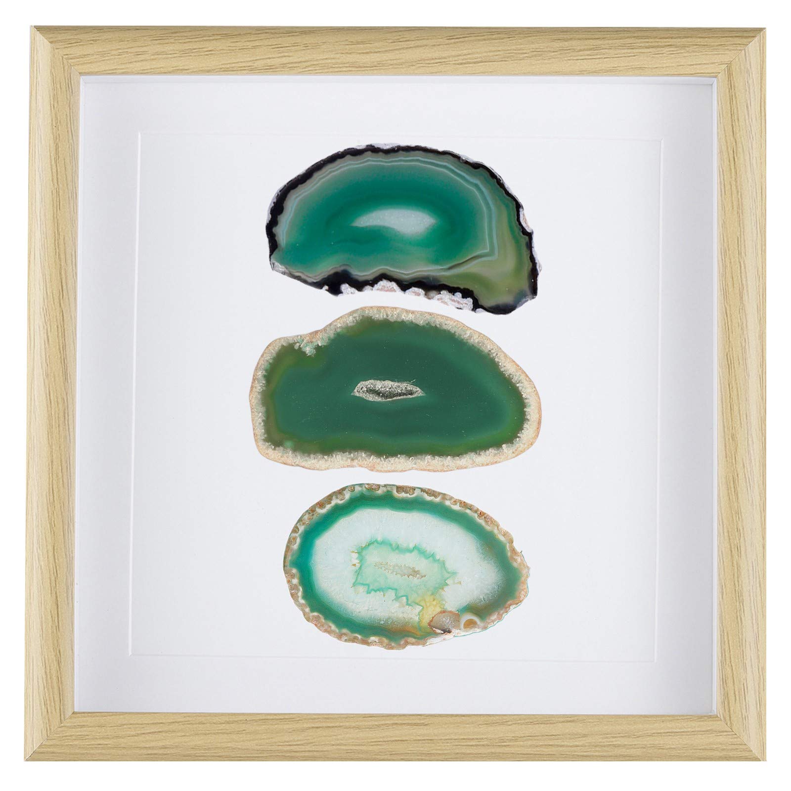 Amogeeli Framed Geode Agate Slice Wall Art, Healing Crystal Agate Stone Framed Panel Decor for Home Office, 8.7 inches