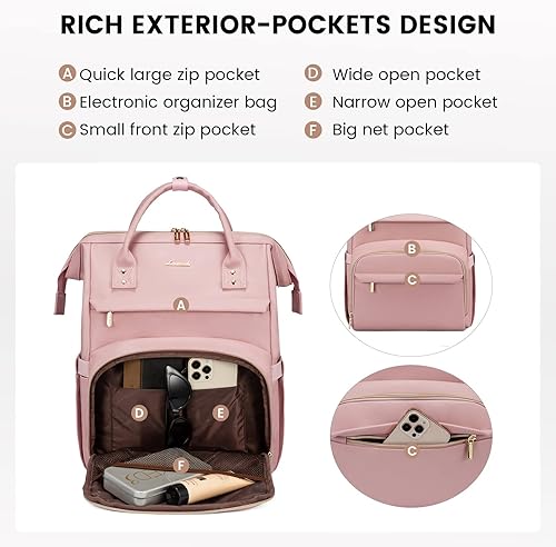 Miniatura 105 de LOVEVOOK Mochila para laptop para mujer, mochila para mujer a la moda, Negro, 15.6 pulgadas