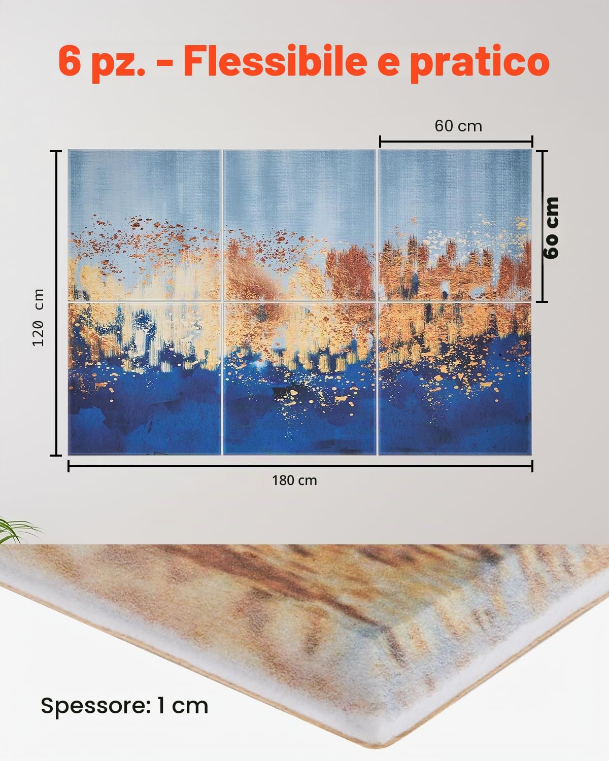 VEVOR Pannelli Acustici Artistici, Pannelli Fonoassorbenti Decorativi Autoadesivi da Parete Registrazione per Casa, Ufficio, Studio, Sala giochi, Teatro, Pastello, 600 x 600 x 10 mm 6 Pezzi