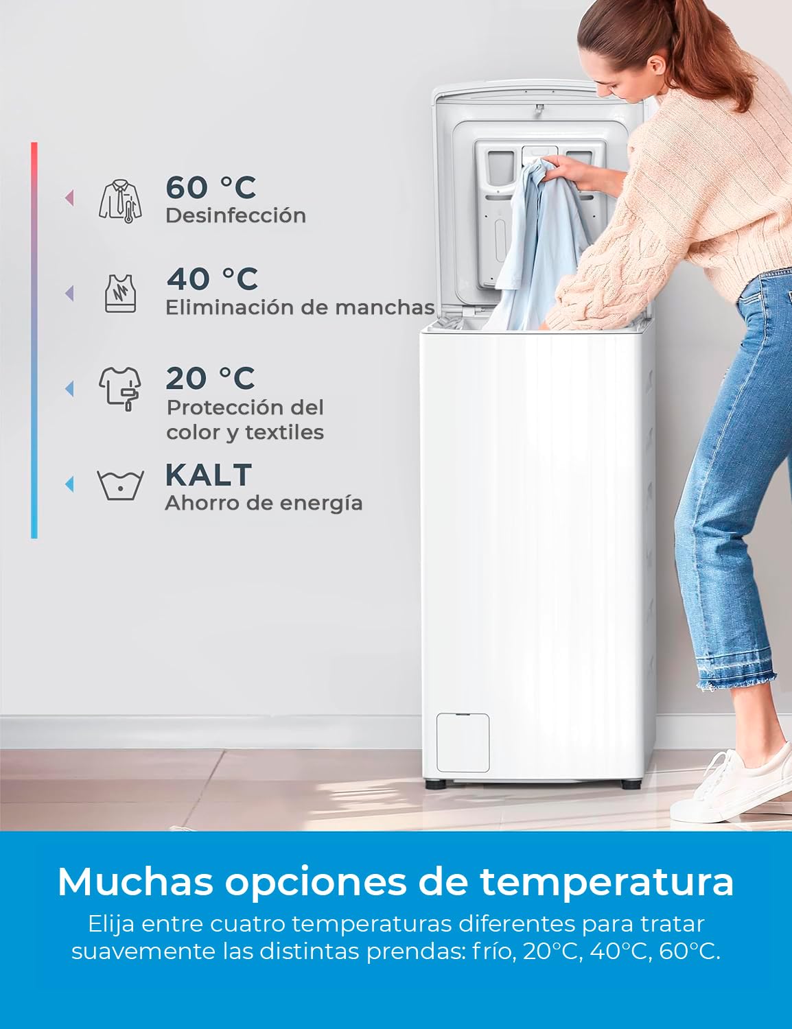 Midea Lavadora Carga Superior 7kg de 1200 RPM - Lavadoras con 15 programas y diseño ultra slim - Maquina de lavar ropa de libre instalación con Función de vapor, Lavado Rapido y Modo ECO