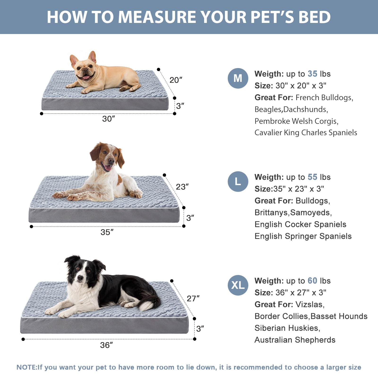 WNPETHOME Cama ortopédica para perros, cama para mascotas para perros grandes, espuma de caja de huevos, felpa rosa suave, funda extraíble impermeable