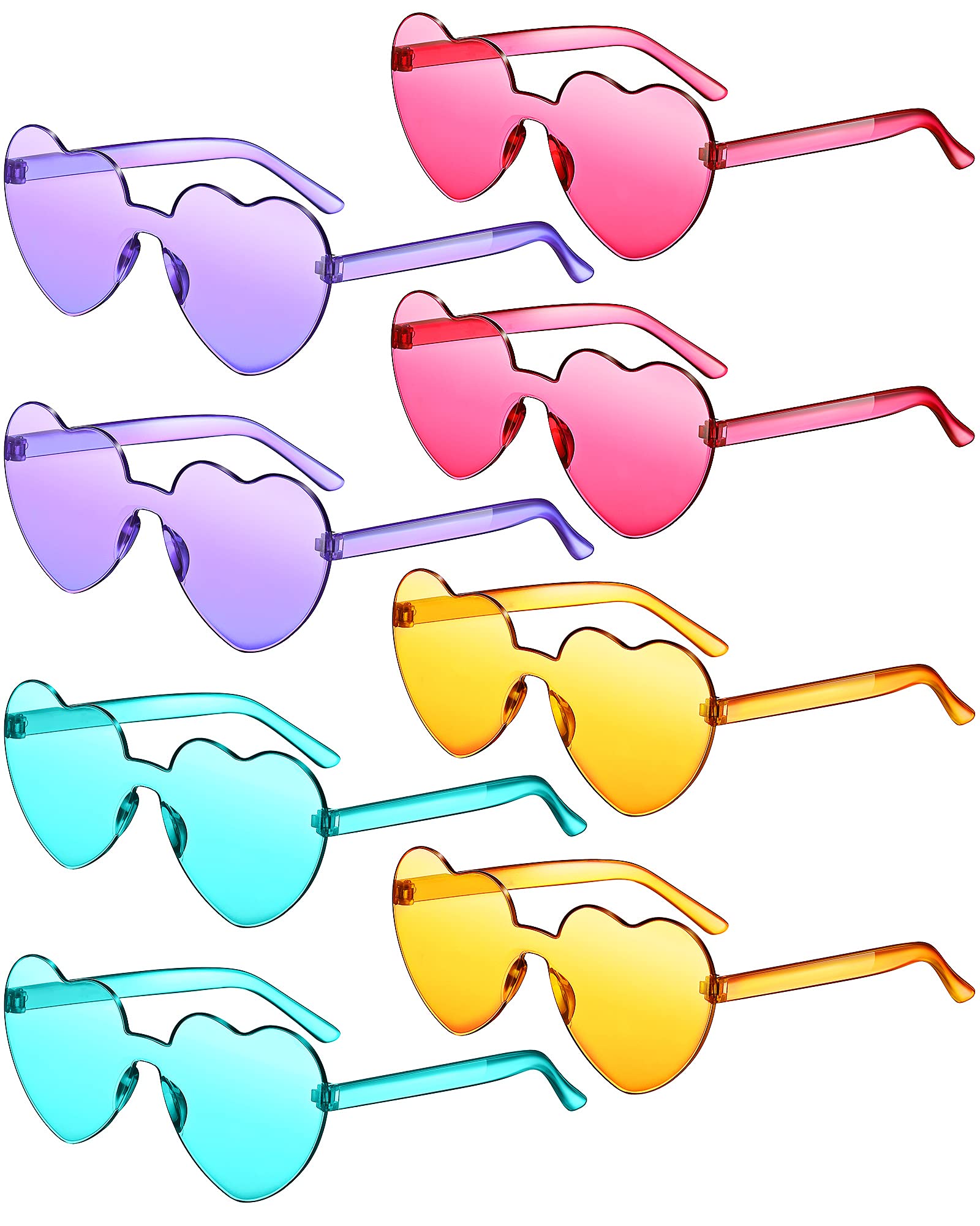 Frienda8 Pairs Heart Shaped Sunglasses for Women Rimless Heart Glasses Candy Color Heart Sunglasses for Party Favor