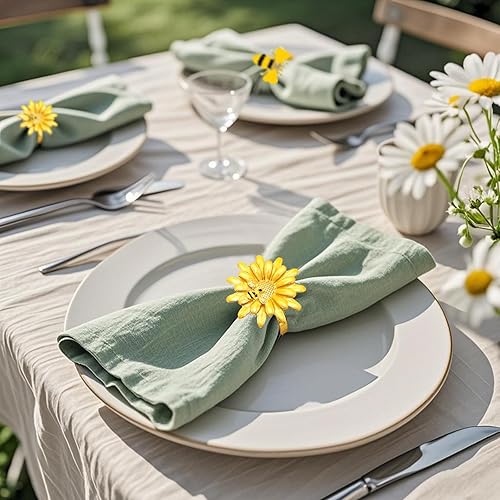 Miniatura 2 de Davifina Juego de 12 servilleteros de girasol, servilleteros de abeja dorada, servilleteros de flores de metal, servilleteros de abeja de otoño para