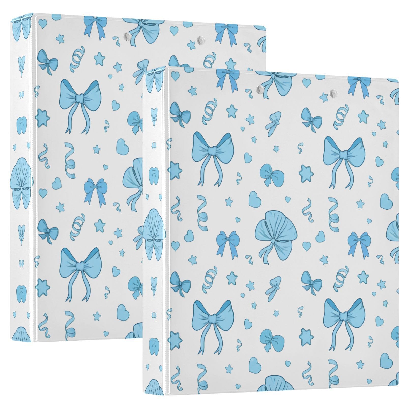 Raccoglitore ad anelli con 3 anelli, 3,8 cm, blu, decorativo, con clip in metallo, formato A4, organizer per casa e ufficio, confezione da 2
