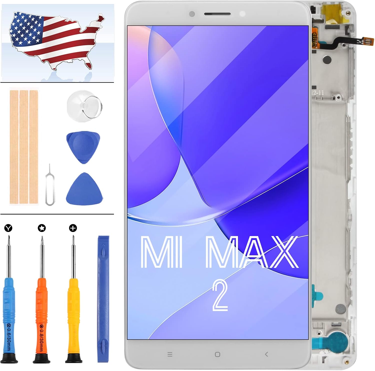 Screen Replacement for XIAOMI MI MAX 2 MAX2 LCD Display Matrix Touch Screen Digitizer Assembly with Frame Repair Parts Free Tools Kits (Black with Frame)