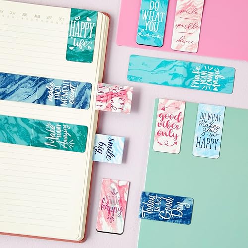 Miniatura 3 de Paquete de 12 marcadores magnéticos para mujer, marcadores inspiradores para leer, accesorios de libros (mármol)