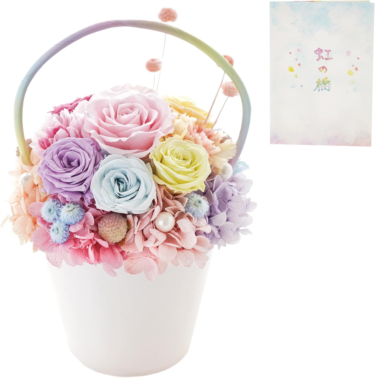 花まりか プリザーブドフラワー お供え 花 ペットちゃんの虹の橋 トゥインクル・ローズ 犬 猫 お悔み 仏花