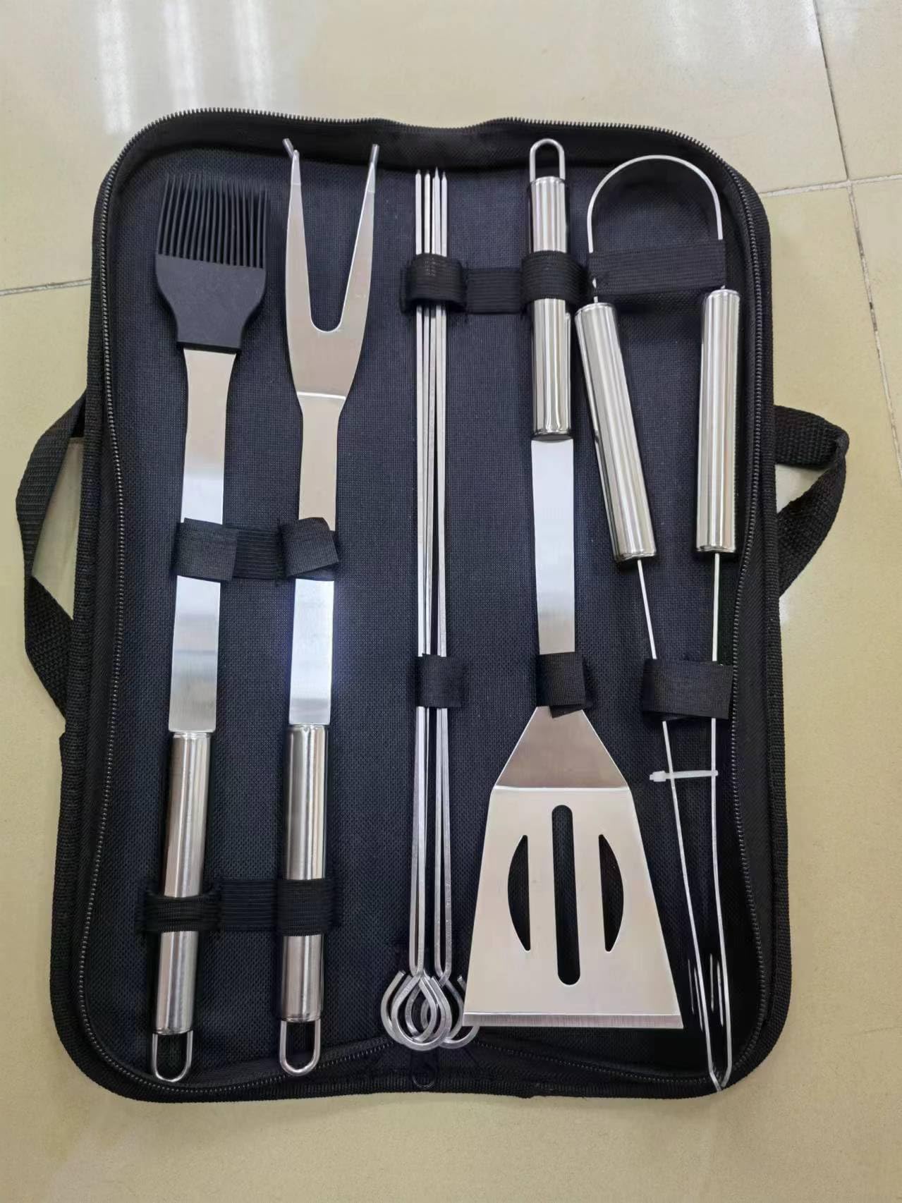 NewlineNY Kit de 9 outils de barbecue en acier inoxydable