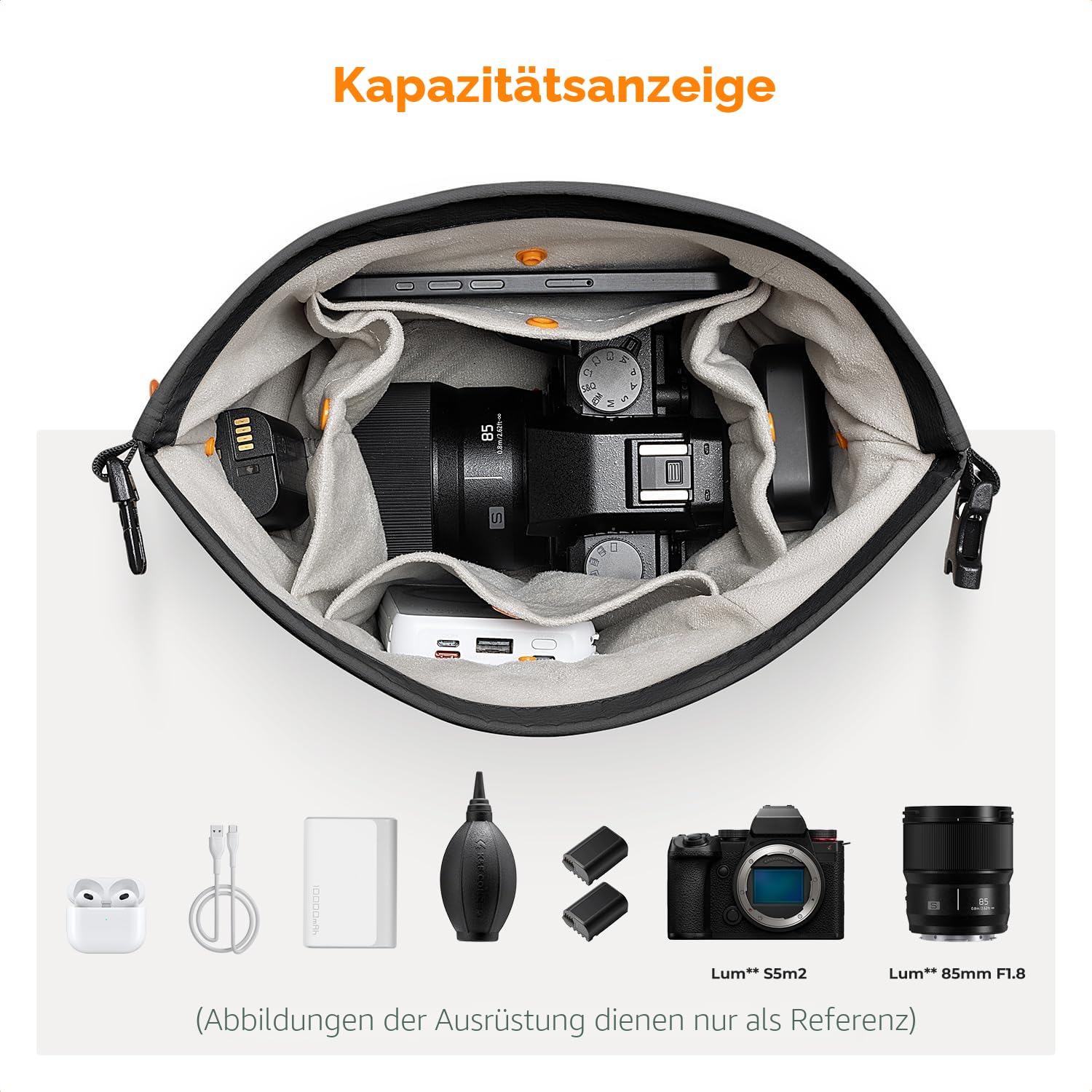 K&F CONCEPT Kameratasche, Modische Umhängetasche, Tragbare Leichte Camera Bag, Geeignet für Kleine Liner Bag mit Spiegellose Kamera, Schwarz