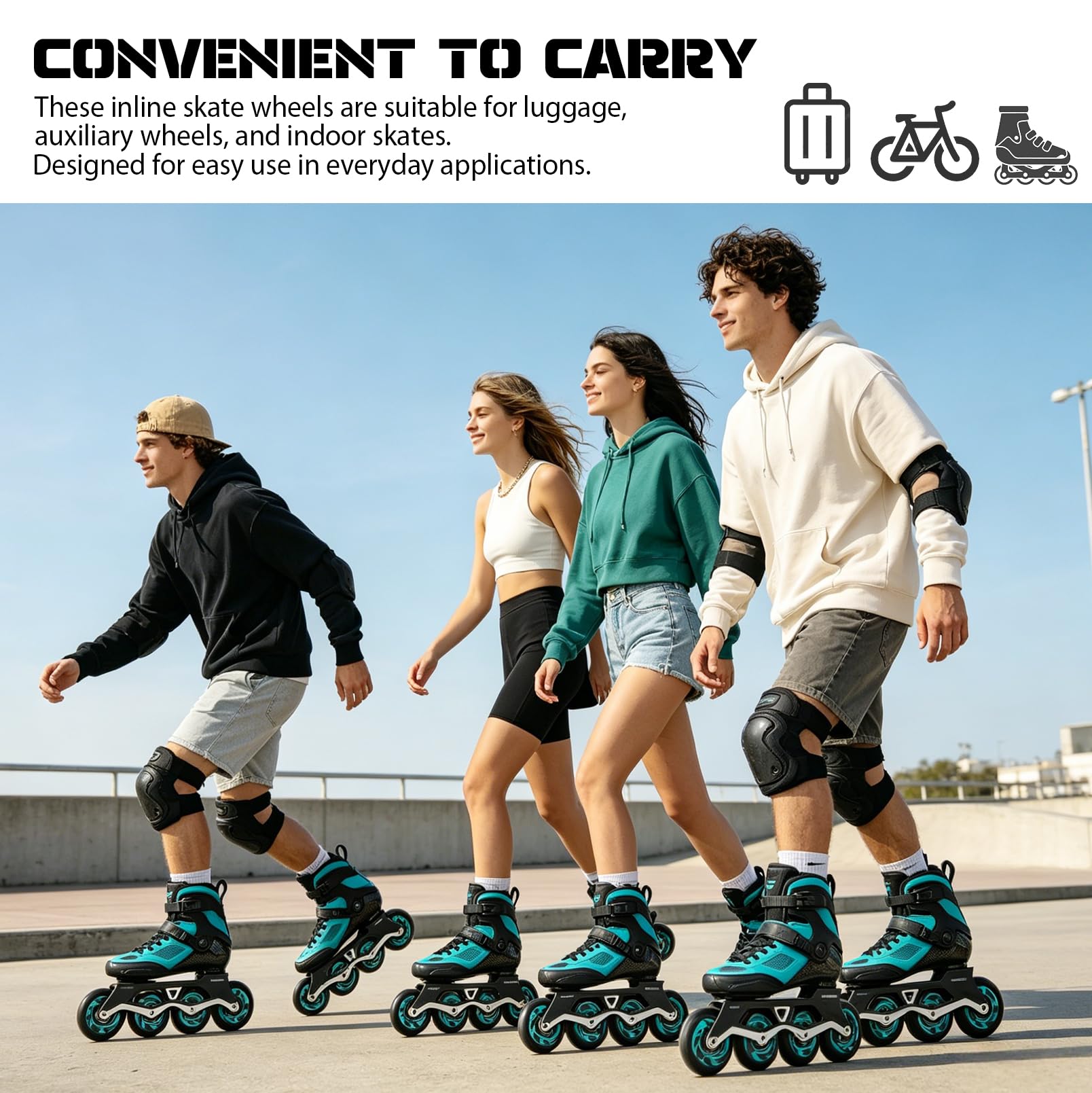 8 Stück Inliner Rollen 76 mm mit ABEC-9 Kugellagern | PU Skate Rollen 90A Härte, Ersatzrollen für Inline Skates, Rollschuhe, Indoor und Outdoor Skating
