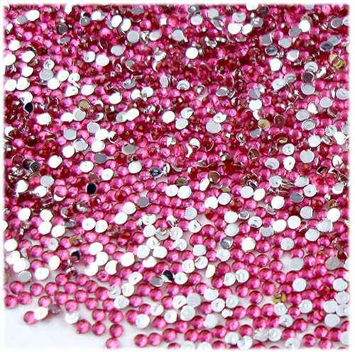 Miniatura 3 de The Crafts Outlet 5,000 diamantes de imitación redondos de 0.059 in para uñas, parte trasera plana, rojo rubí