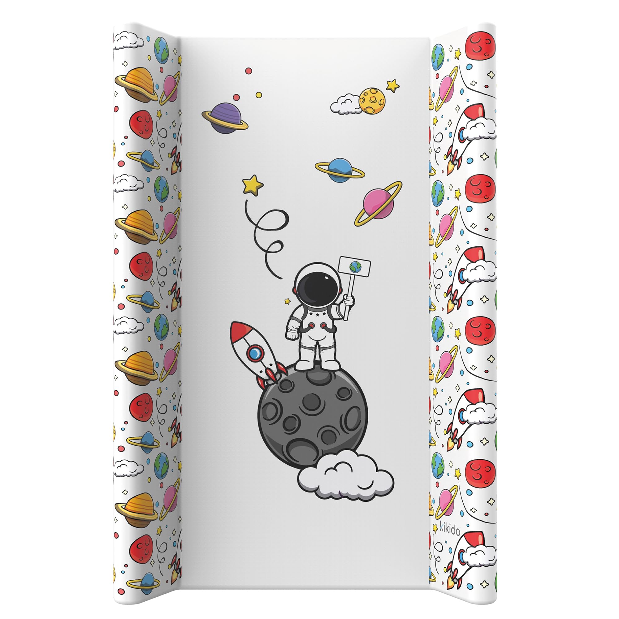 Kikido Materassino Fasciatoio 50x70 - Astronauta - Materasso Fasciatoio in PVC con Bordi Rialzati - Materassino Universale con Spondine di Sicurezza, Universale e Impermeabile 70x50