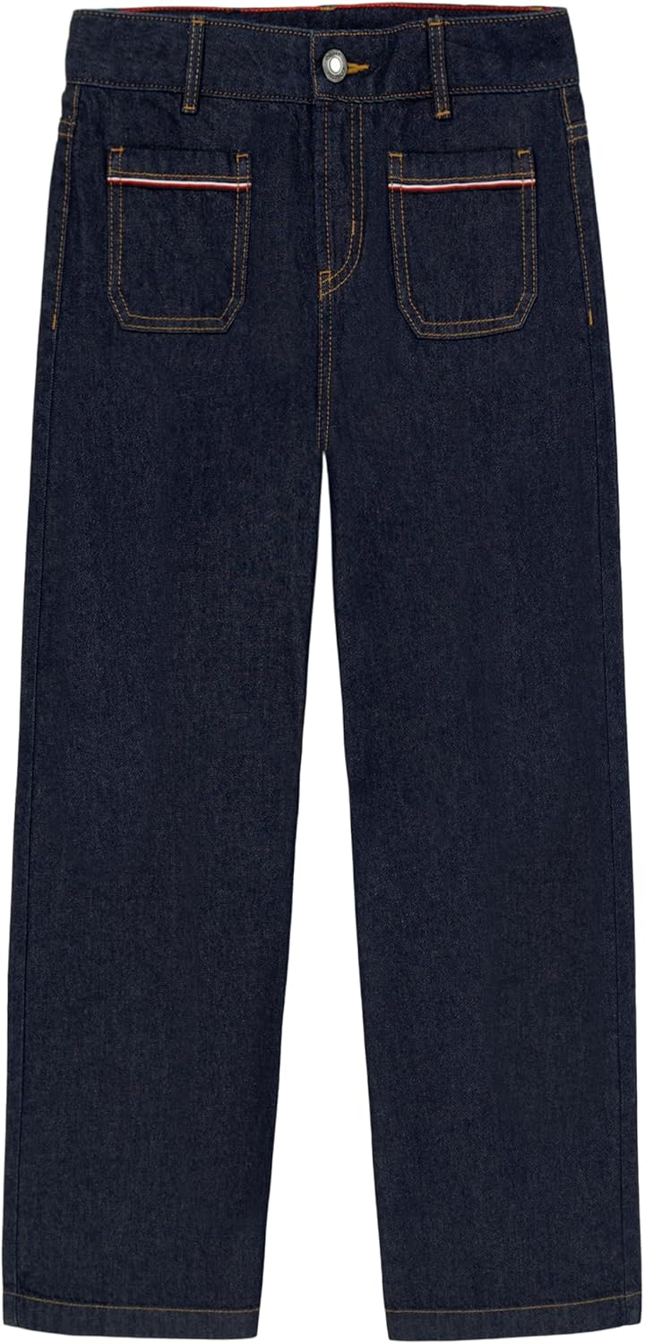 Tommy Hilfiger Girls Mid Rise Wide Leg Bull Denim Carpenter Jean