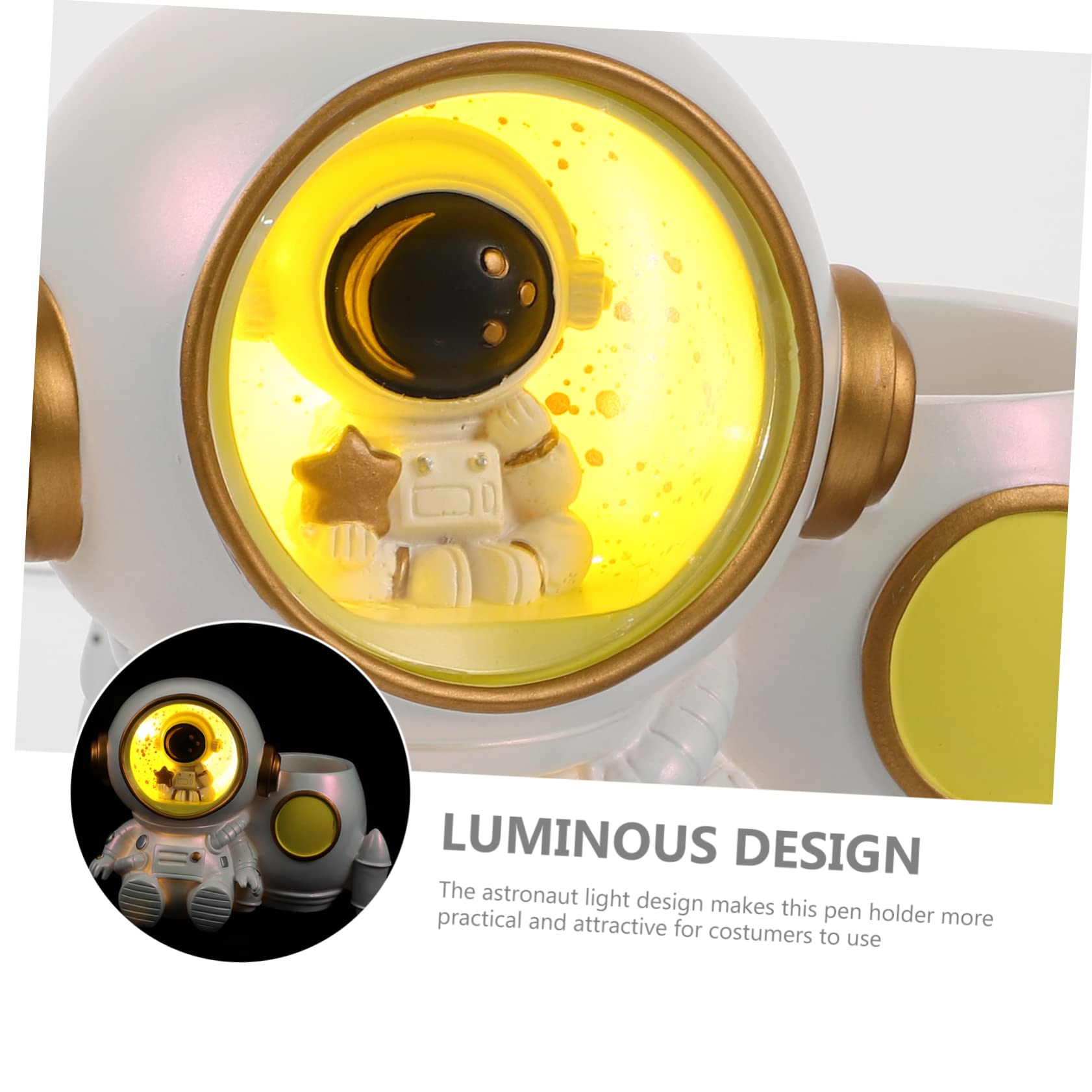 Happyyami Portapenne Illuminato in Resina Portapenne e Organizer Scrivania Multifunzione Per Matite e Decorazione Ufficio
