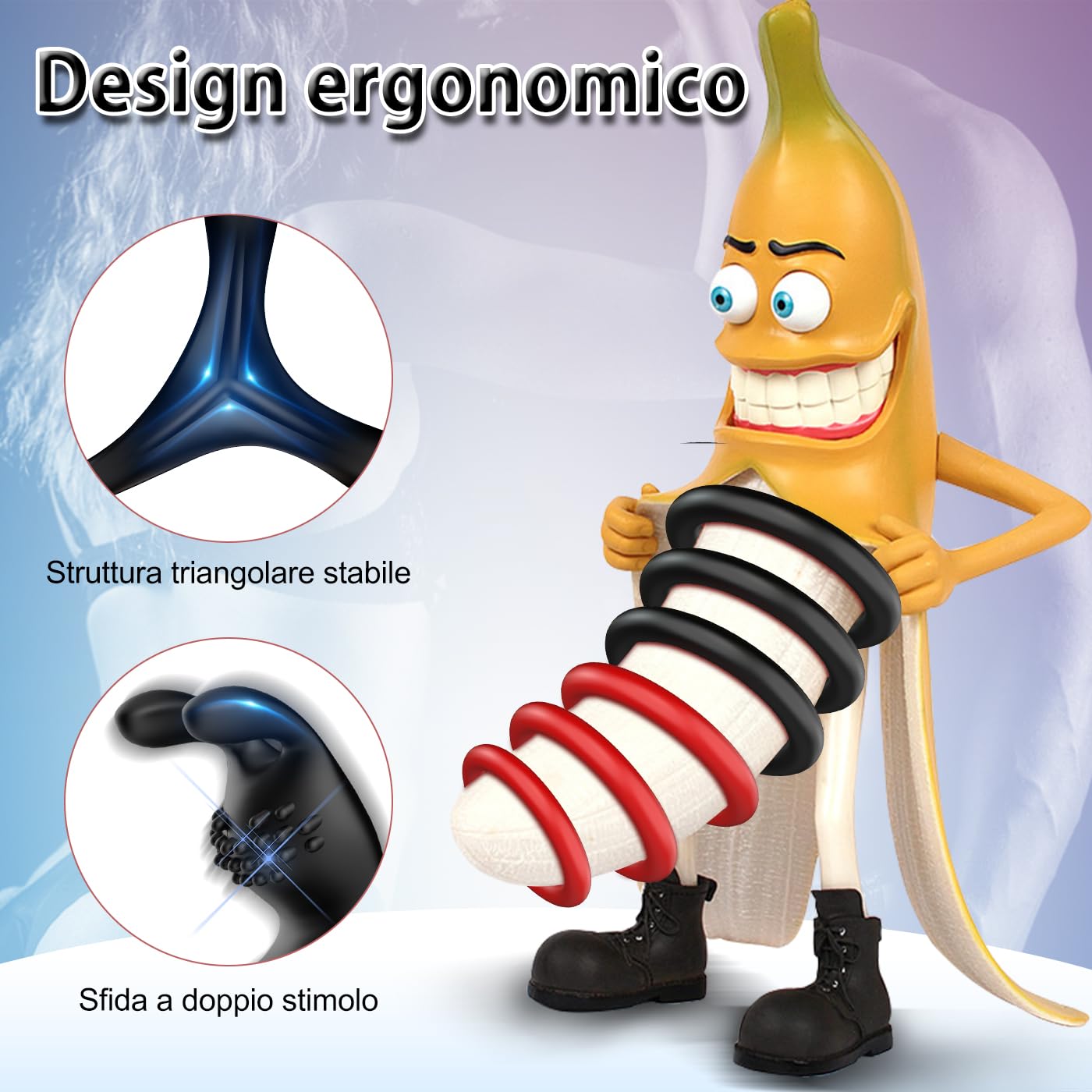 Sex Toys Anelli Pene,5 in 1 Anelli Pene Ritardanti,Ritardare L'eiaculazione Precoce e Aumenta la Potenza per L'erezione Anello Fallico Triangolo per la Stimolazione di Coppia Giocattoli Sessuali