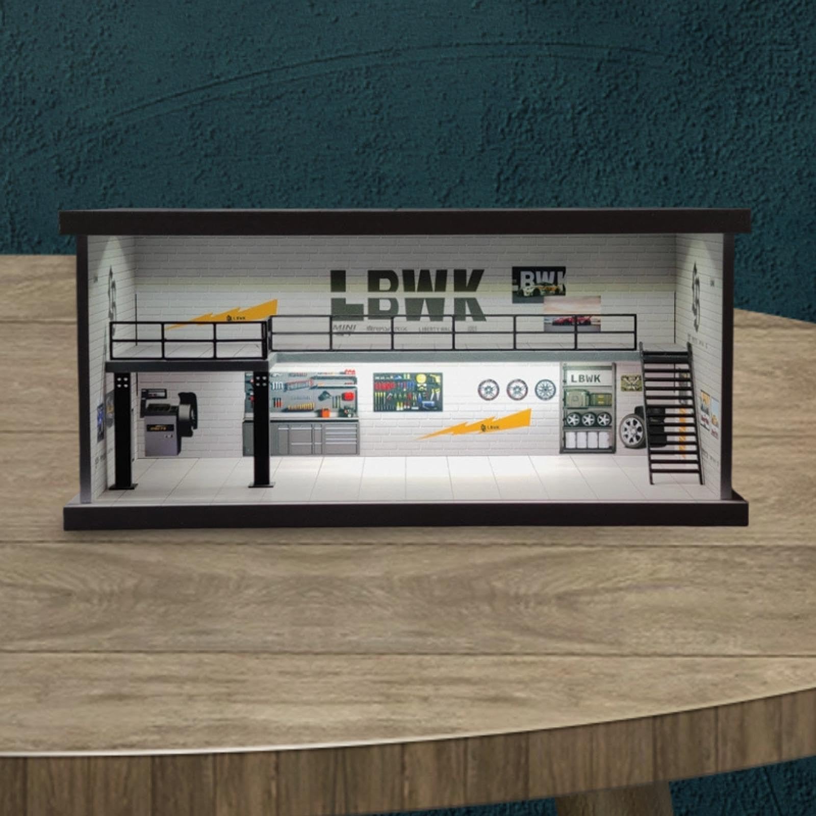 Milageto Vitrine für 1/64-Modellautos aus Metallguss, Aufbewahrungsmöglichkeit für Modellautos, Schutz für die Vitrine, Tischdekoration, Miniaturszene, Style A