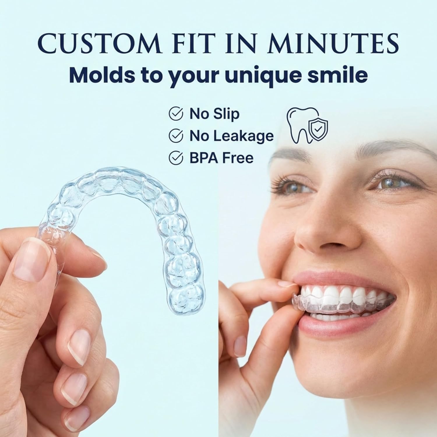 Teeth Whitening Trays Moldable 4 Dental Trays 2 Retainer Case Teeth Trays for Tooth Whitening Gel Compatible with Opalescence Teeth Whitening Gel
