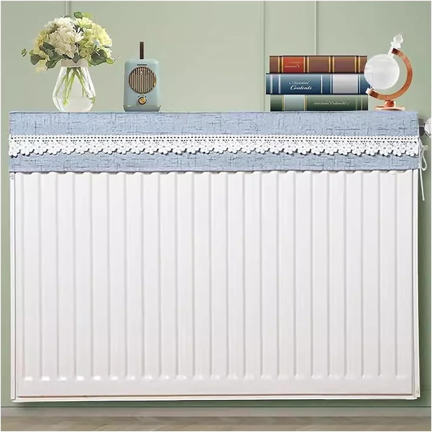 Radiator cover for old radiator，Radiator cabinet， White Shelf To Go Over Radiator with Dust Cover Home Tea Room Cafe Plant Indoor Upper(Blue 2,L 15.7in/40cm(1 section))