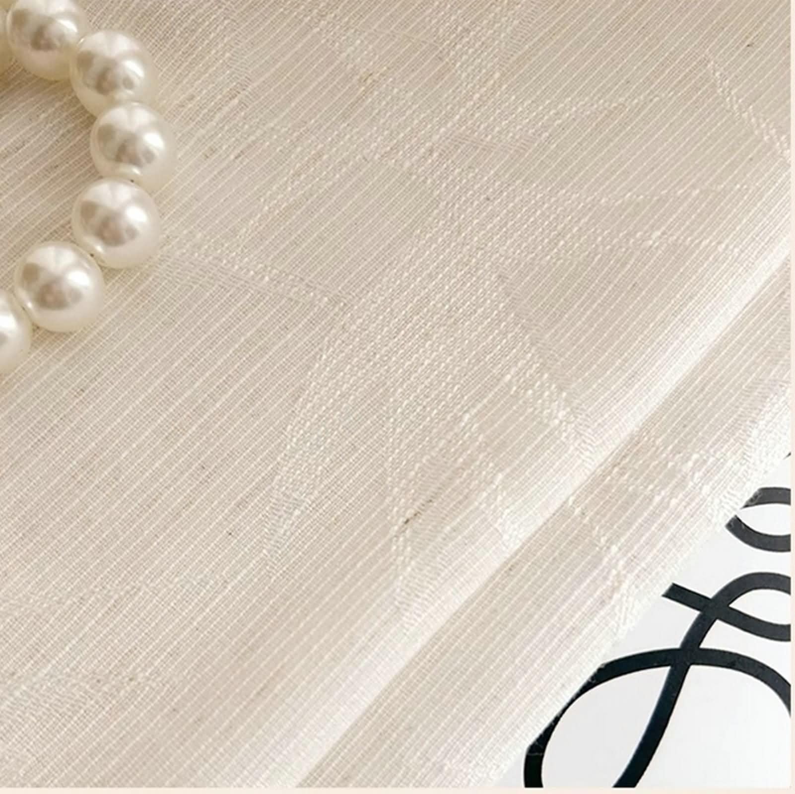 KnSam Rideau Voilage Semi Transparent Beige, 2 Pièces, Rideaux Salon Chambre Effet Gaze de Lin Jacquard Branches à Crochets, 132x138cm x 1pcs