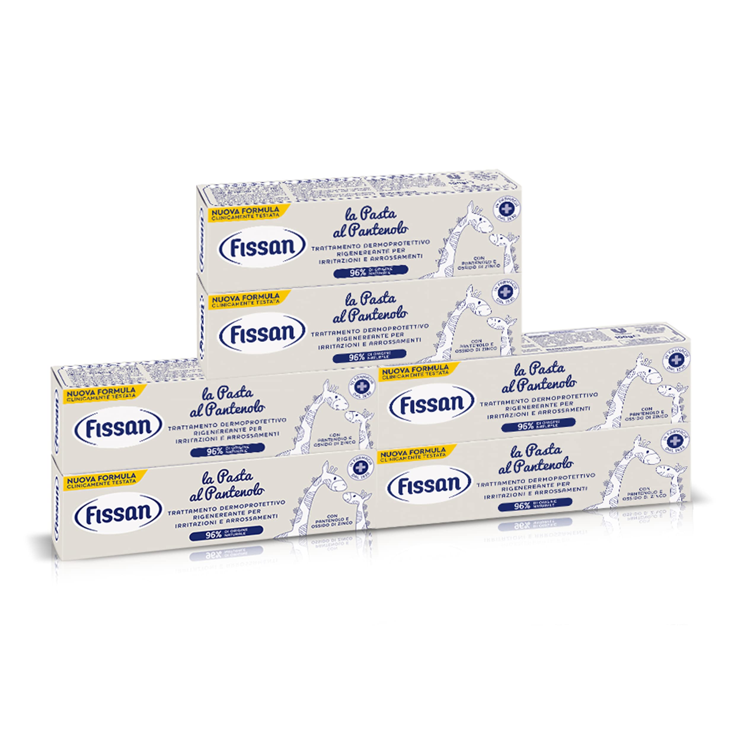 FISSAN Pasta pantenolowa - regenerująca ochrona skóry w przypadku podrażnień i zaczerwienień - Testowana klinicznie formuła - 96% naturalnego pochodzenia - z pantenolem i tlenkiem cynku -6 opakowanie