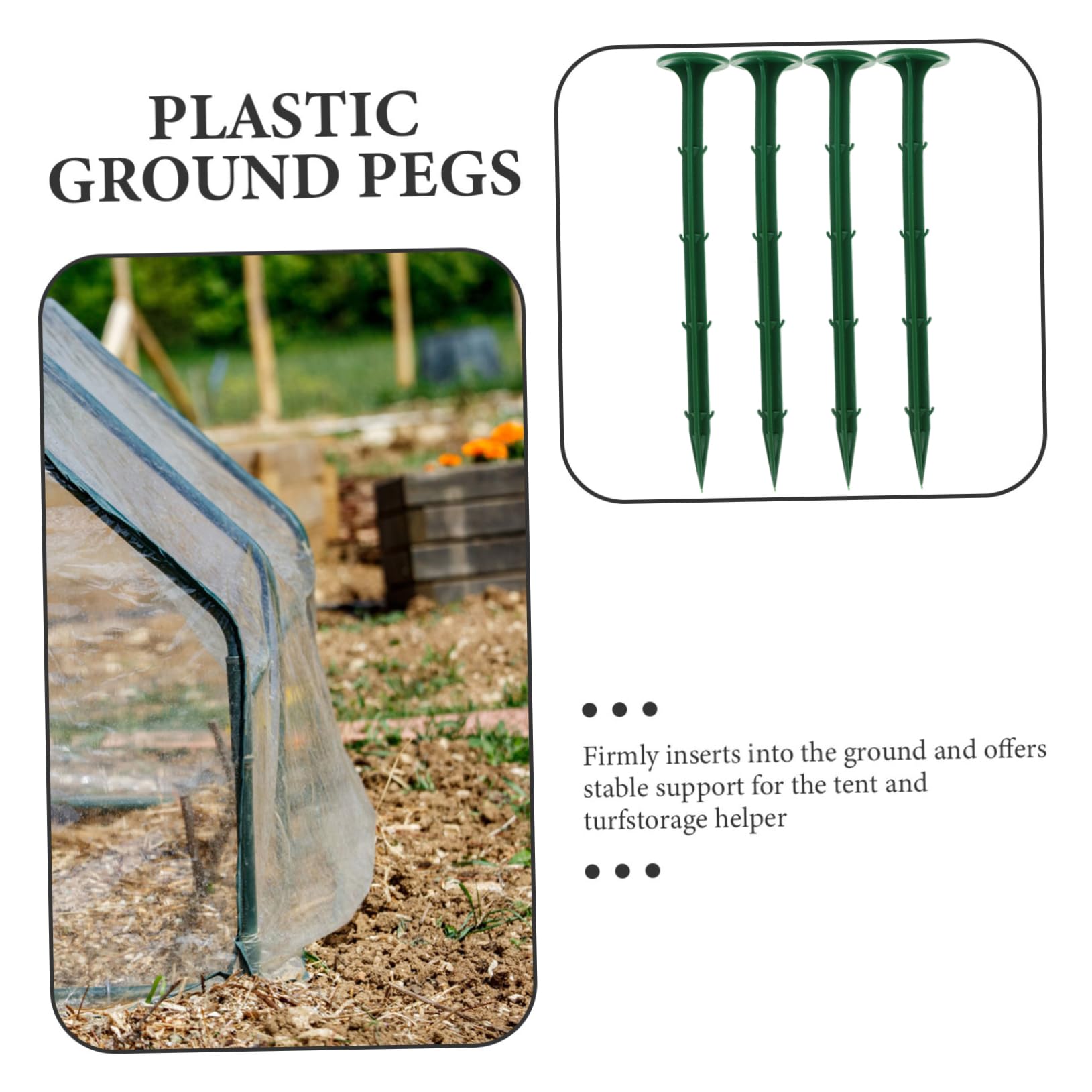 Piquets de Sol de Jardin en Plastique Vert 100 Pièces pour Bâche
