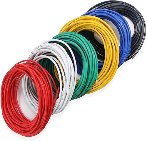 Miniatura 19 de Cable primario de cobre automotriz de 14 AWG – 55 pies cada uno, 330 pies para 6 paquetes surtidos de colores – 12 voltios amplificador de audio