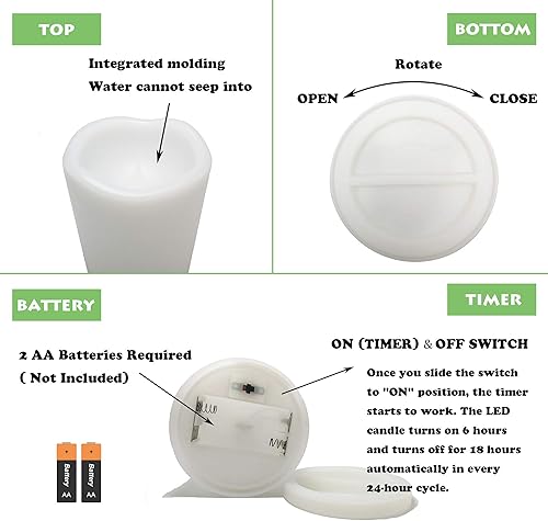 Miniatura 7 de Velas de pilar impermeables para exteriores sin llama con temporizador, funciona con pilas, juego de velas LED eléctricas para regalo, decoración