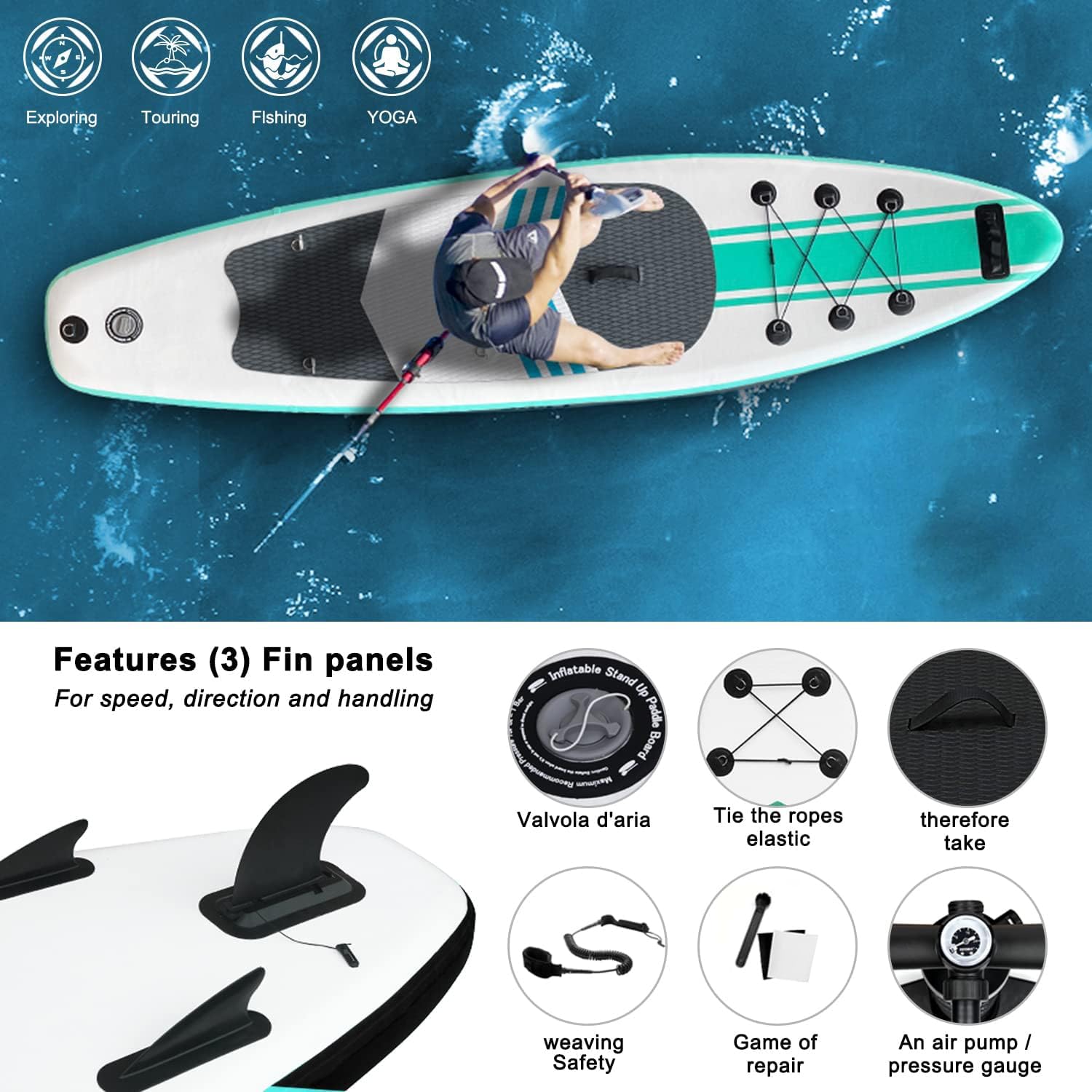 CalmMax スタンドアップパドルボード – 10フィート6インチ ※空気漏れ Amazon | ACOWAY (アコウェイ) 空気注入式スタンドアップパドル