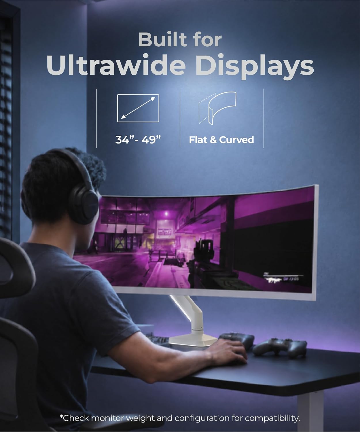 Modernsolid Heavy Duty Ultrawide Monitor Arm for 34-49 Inch Curved Screens image 3