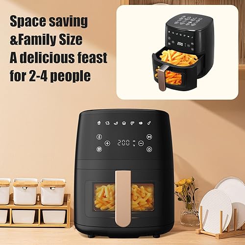 Miniatura 3 de Freidora de aire 8 en 1 con capacidad de 4.1 cuartos de galón, freír al aire, asar, recalentar, deshidratar, tecnología Air Crisp con 400 F para