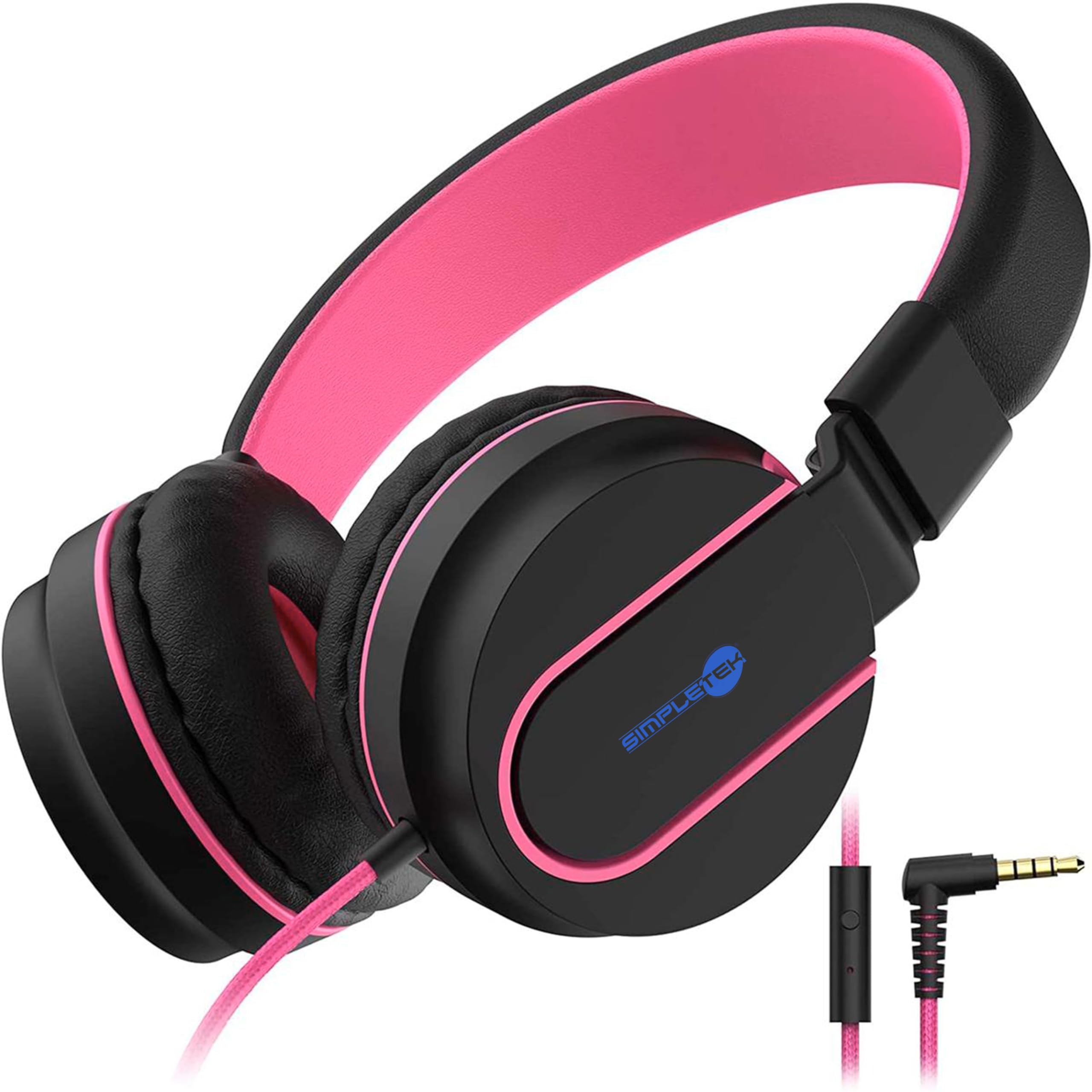 SIMPLETEK - Over-Ear-Kopfhörer für Kinder mit Mikrofon | Lautstärke begrenzt 85 dB | 3,5 mm Klinke | faltbar, verstellbar | Schulgebrauch, Reisen (überholt)