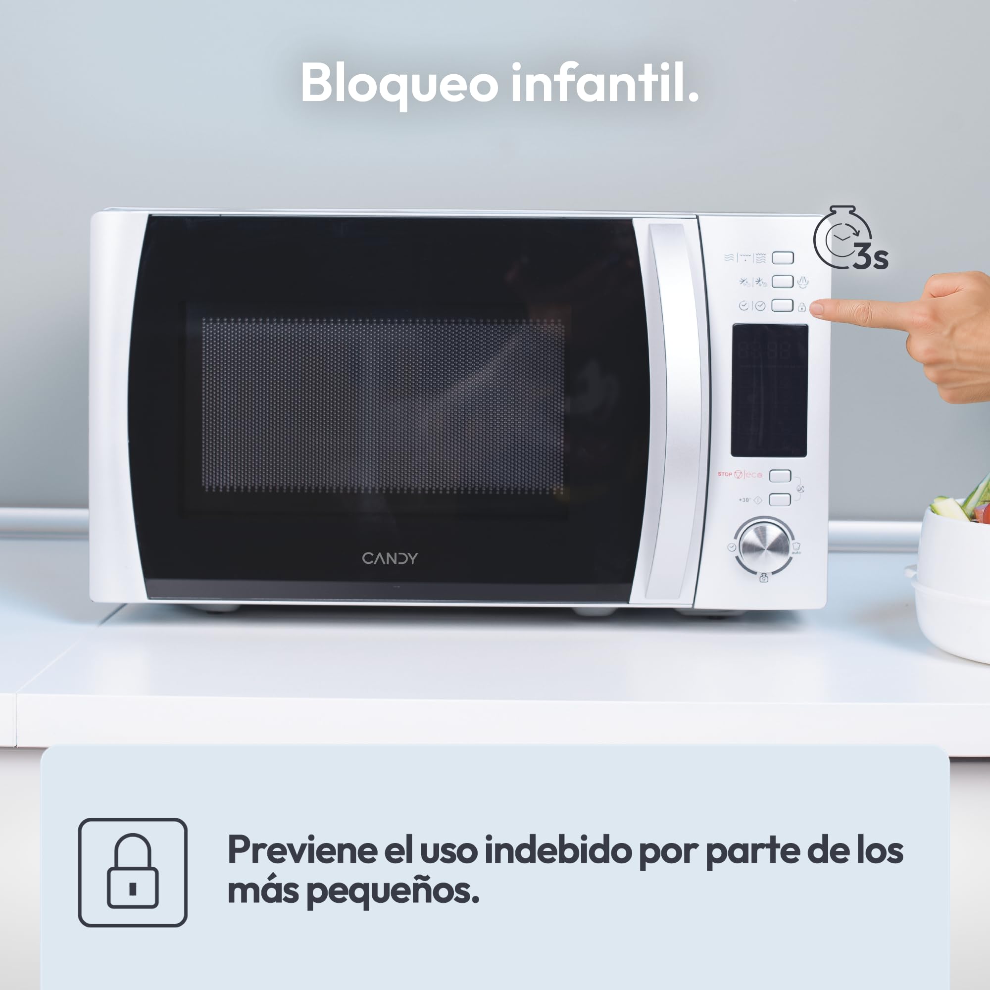 Candy CMXG22DS/ST Microondas con Grill 22L 1250W 40 Programas Digital Inox