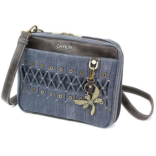 Chala Origami Xbody Crossbody Bag w/Metal Keychain - Dragonfly Blue