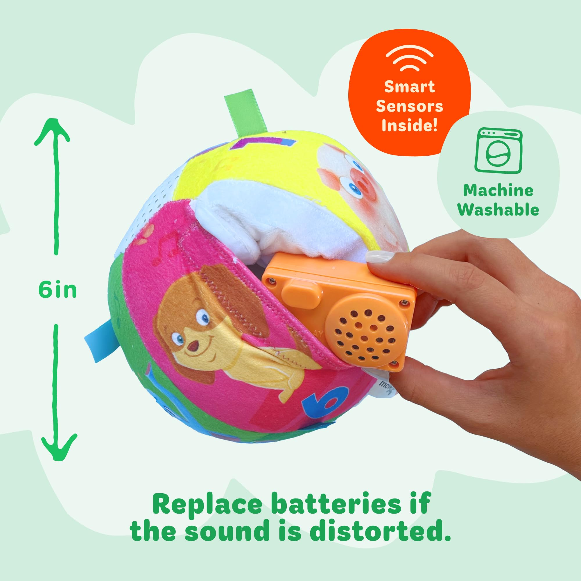 Aspiree Move2Play Interactive Animal Sounds Crawl Ball Toy for Babies and Toddlers, Baby Ball for Ages 6 Months to 1, 2 Year Old boy and Girls